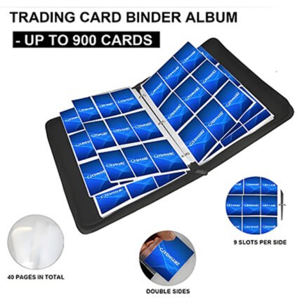 TCG Card Binder with 900 Pockets Hard Case Storage with Zipper and Ring Holder Top loaders